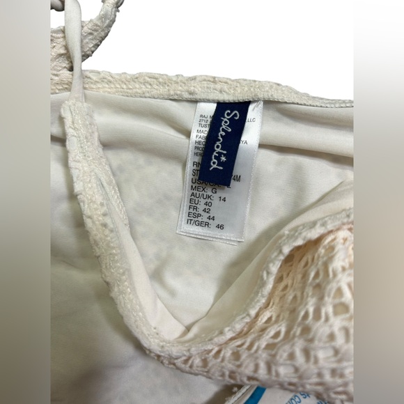 SPLENDID cream crochet side tie bikini swim bottom size Large style SP62274M NWT - Picture 4 of 6